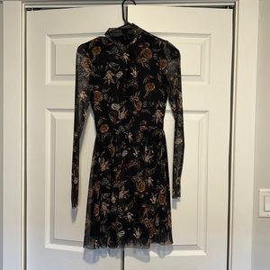 Mesh fall black print Dress Altard State
